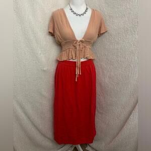 GAP Linen Skirt & Forever 21 Peasant Top Set Size S Boho Cottagecore